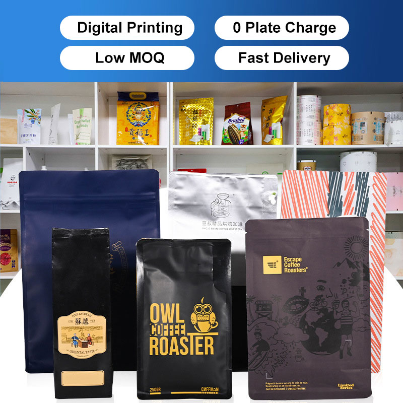 Bolsa de café personalizada de bajo Moq con impresión digital
