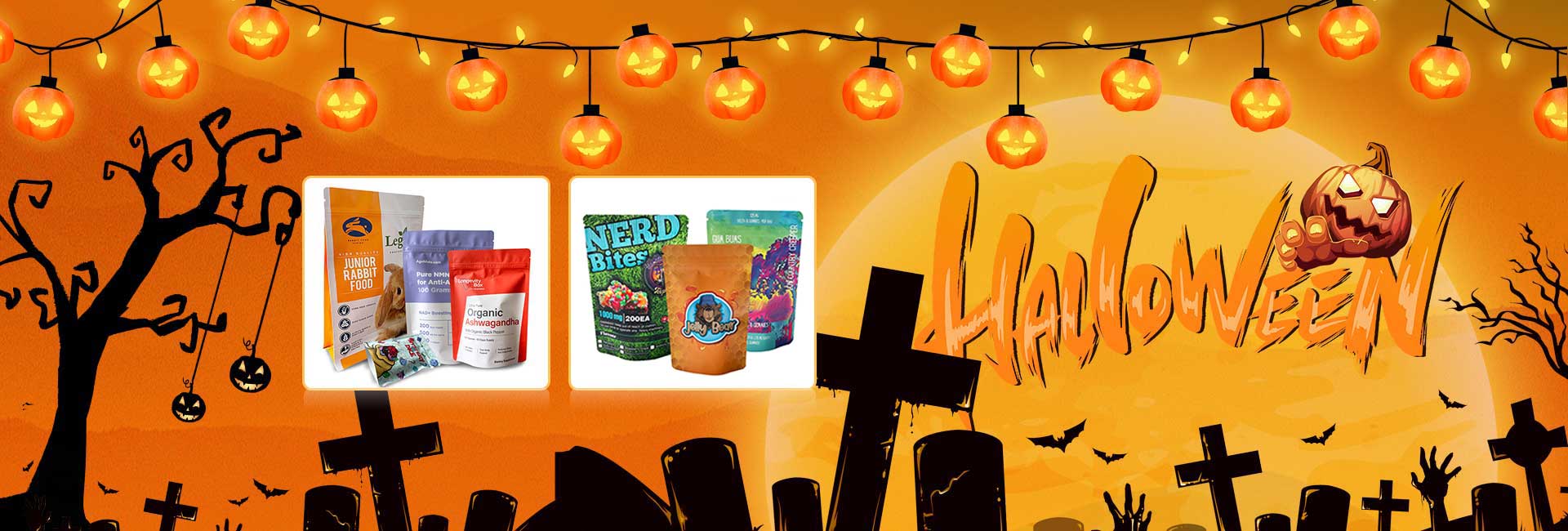Bolsas personalizadas para empaquetar dulces y refrigerios de Halloween
